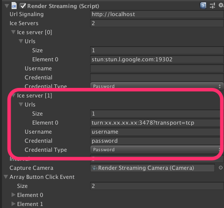 TURN Render Streaming inspector