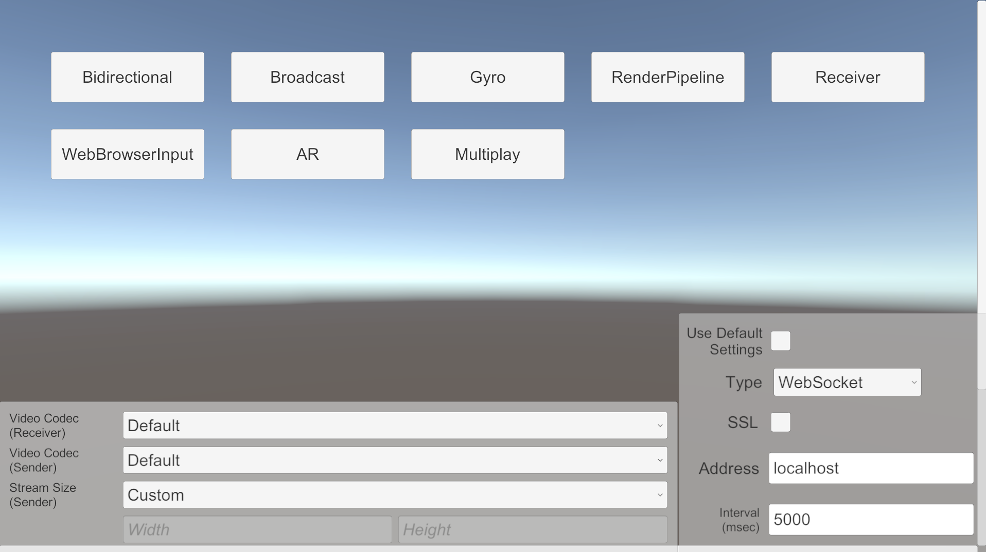 Sample menu