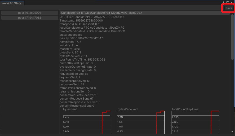 WebRTC Stats Save Dump